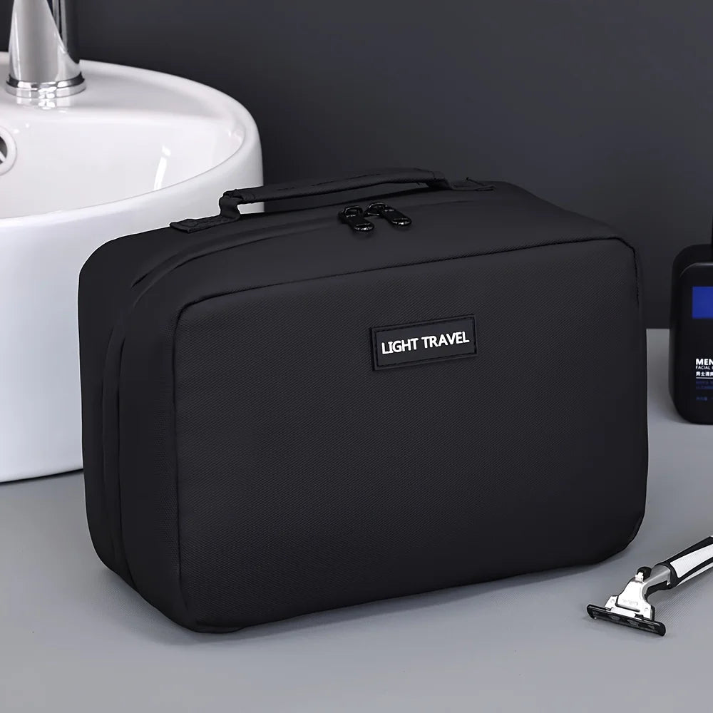 Trousse de Toilette Étanche et Légère – Organisateur Portable, Fermeture Éclair, Lavable, Noir