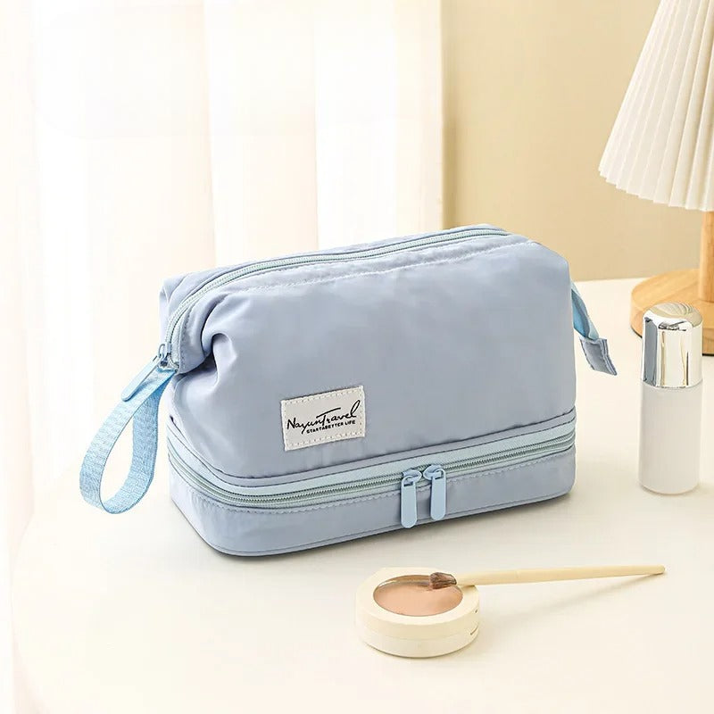 Trousse de toilette grande capacité – double compartiments et organisateur maquillage