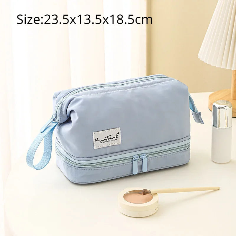 Trousse de toilette grande capacité – double compartiments et organisateur maquillage