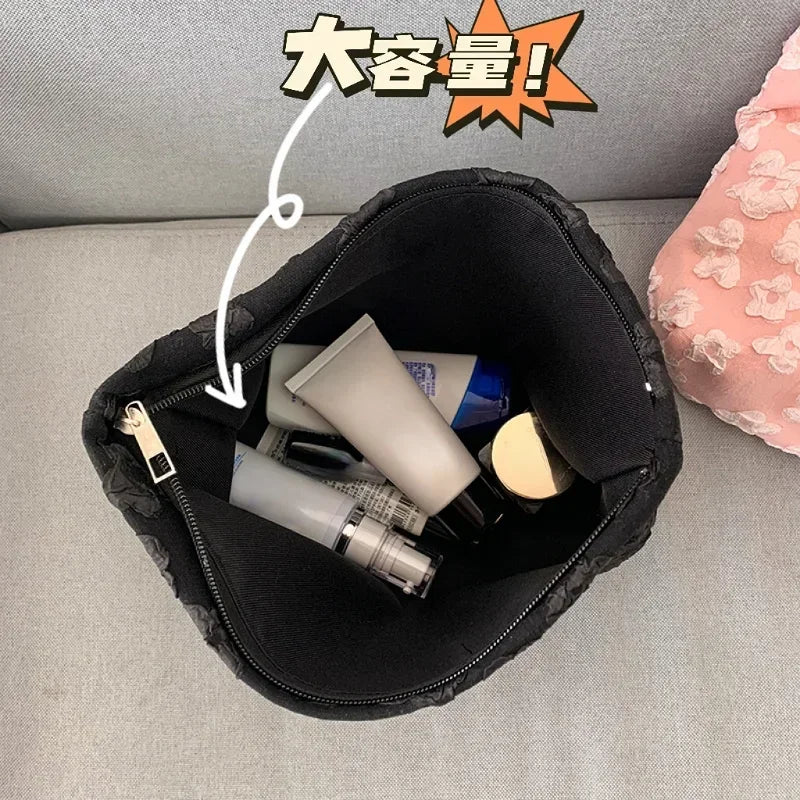 Trousse de toilette rose à fleurs - Petite pochette voyage