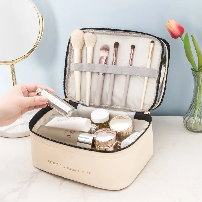 Trousse de Toilette Double PU Transparent – Étanche, Portable, Grande Capacité