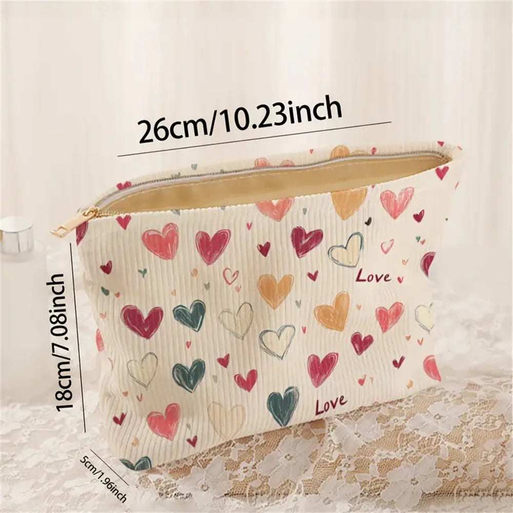 Trousse de Toilette Colorée en Cœur – Organiseur Maquillage à Zip Double
