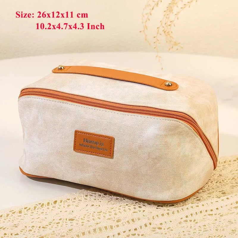 Trousse Denim Étanche – Grande Capacité, Voyage, Maquillage