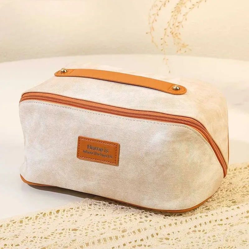 Trousse Denim Étanche – Grande Capacité, Voyage, Maquillage