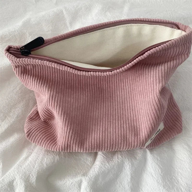 Trousse de Toilette Velours Côtelé – Grand Sac Cosmétique Voyage