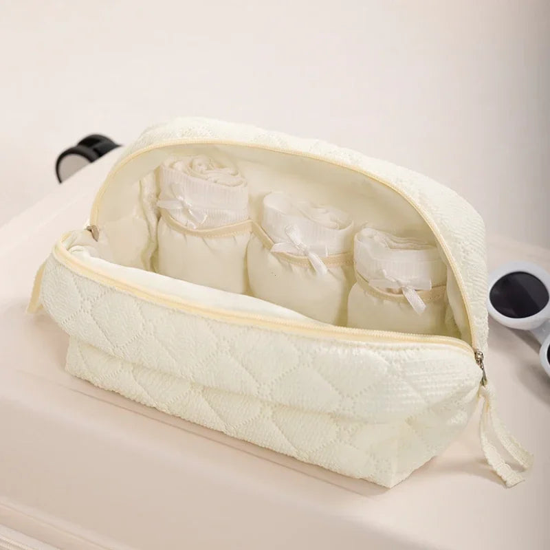 Trousse de Toilette Florale Matelassée en Coton