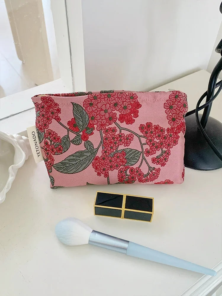Trousse de Toilette Floral Rétro – Grande Capacité