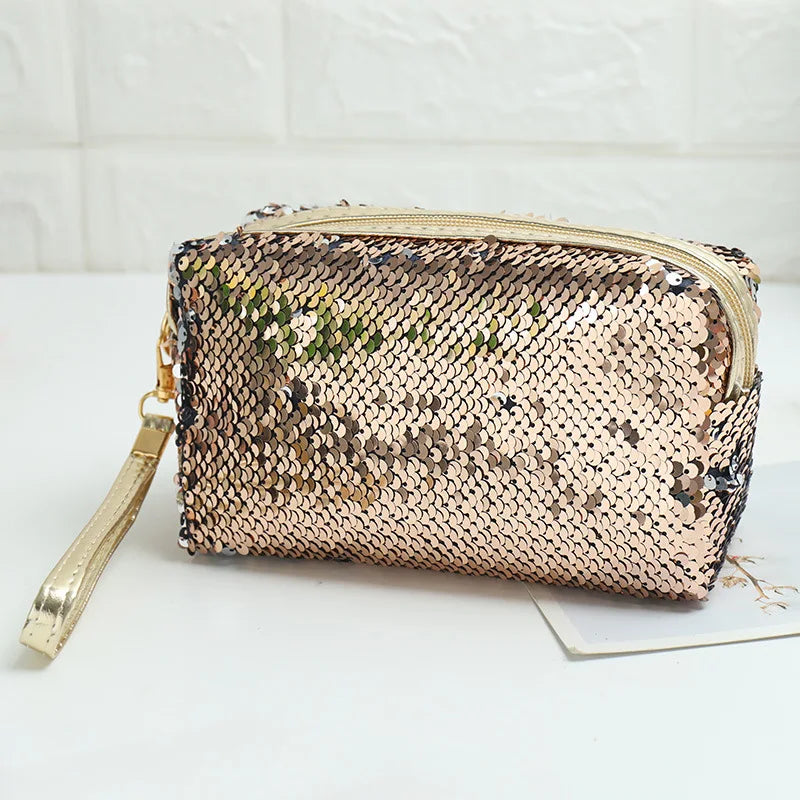 Trousse de Toilette Sequins Femme – Pochette Maquillage Personnalisée, Organisateur de Voyage