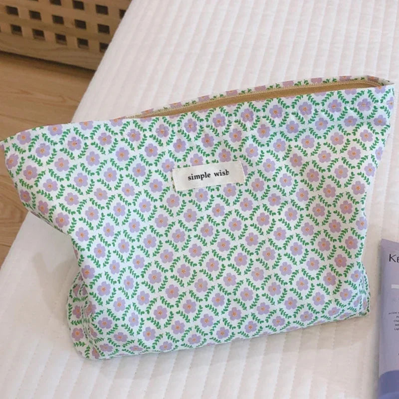 Trousse de Toilette Florale Portable – Grande Capacité