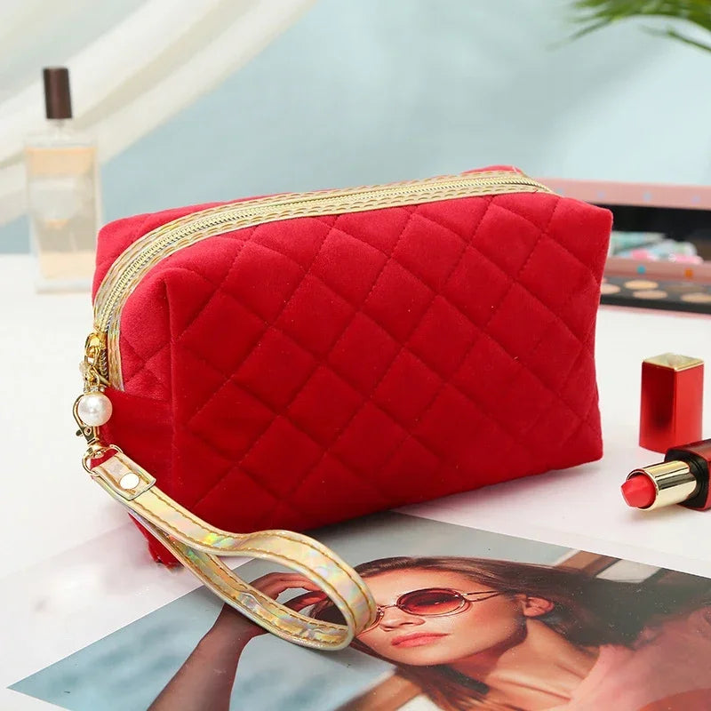 Trousse de Toilette Velours Femme – Pochette Maquillage Voyage