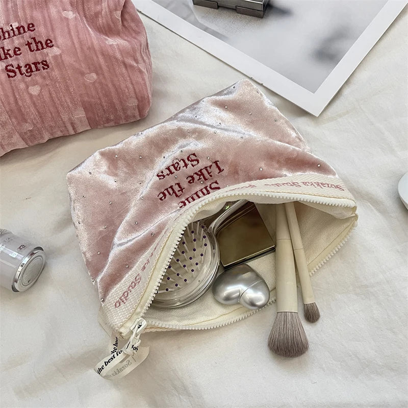 Trousse de Toilette Velours Fin – Grand Organisateur Cosmétique, Voyage pour Femme