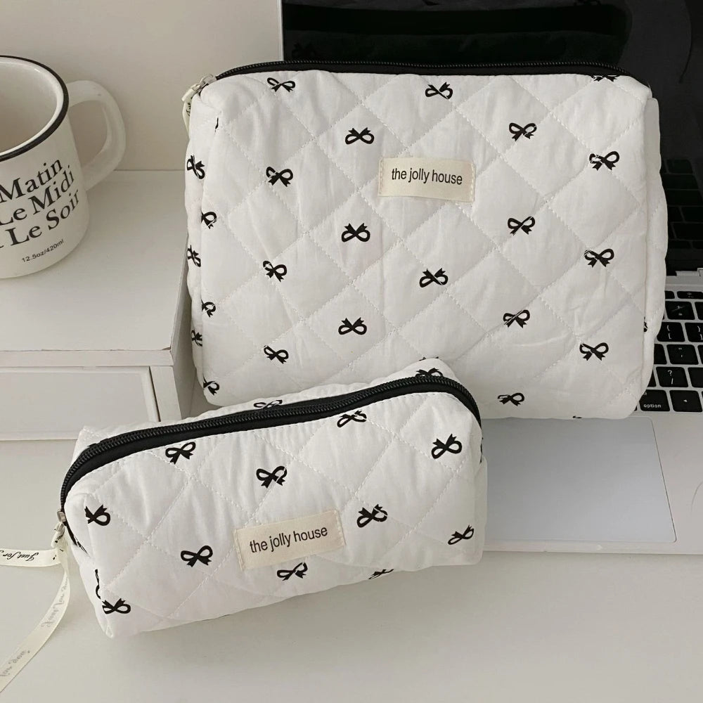 Trousse de Toilette Imprimé Nœud – Maquillage Zip