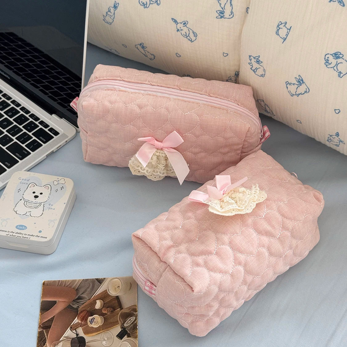 Trousse de Toilette Rose Noeud - Maquillage Voyage