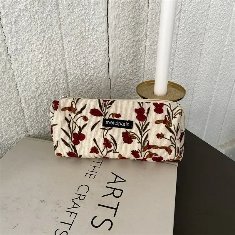 Trousse de Toilette Zip Voyage – Organisateur, Velours côtelé, Petite Pochette Maquillage