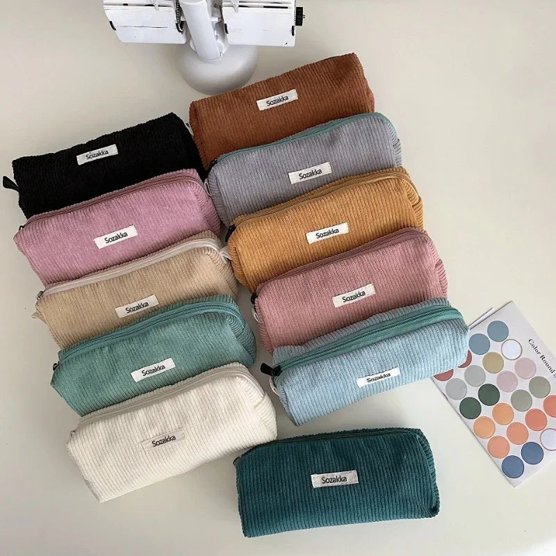 Trousse de Toilette Zip Voyage – Organisateur, Velours côtelé, Petite Pochette Maquillage