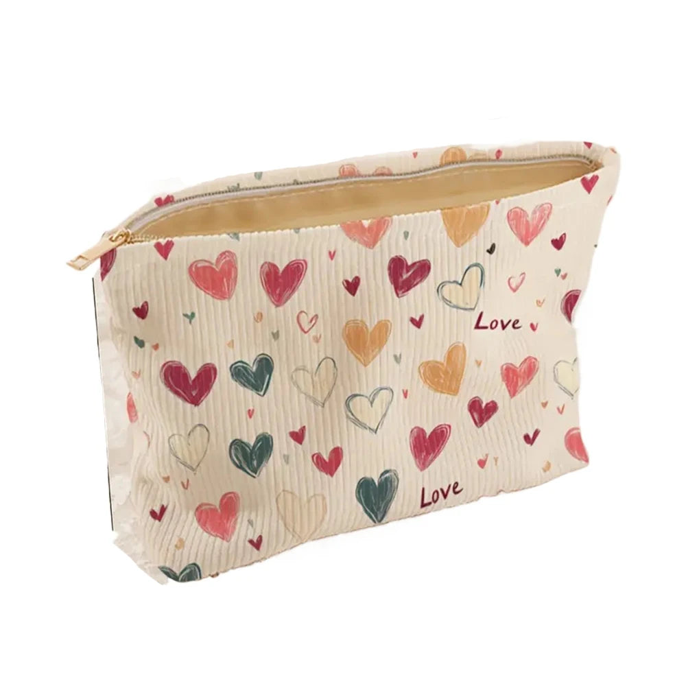 Trousse de Toilette Colorée en Cœur – Organiseur Maquillage à Zip Double
