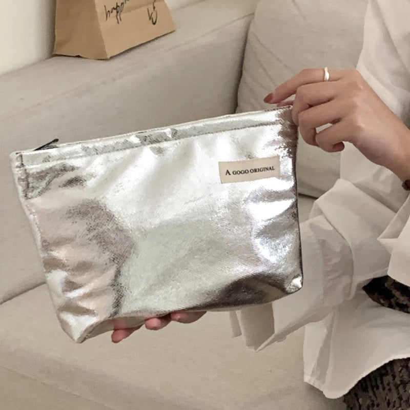 Trousse dorée et argentée – Étanche, pochette de voyage