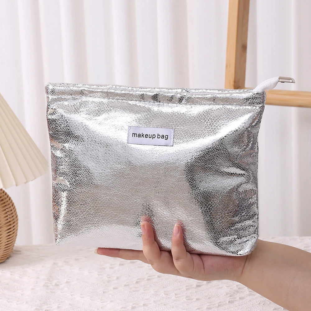 Trousse de Toilette Sequins Dorés – Organisateur Maquillage Portable