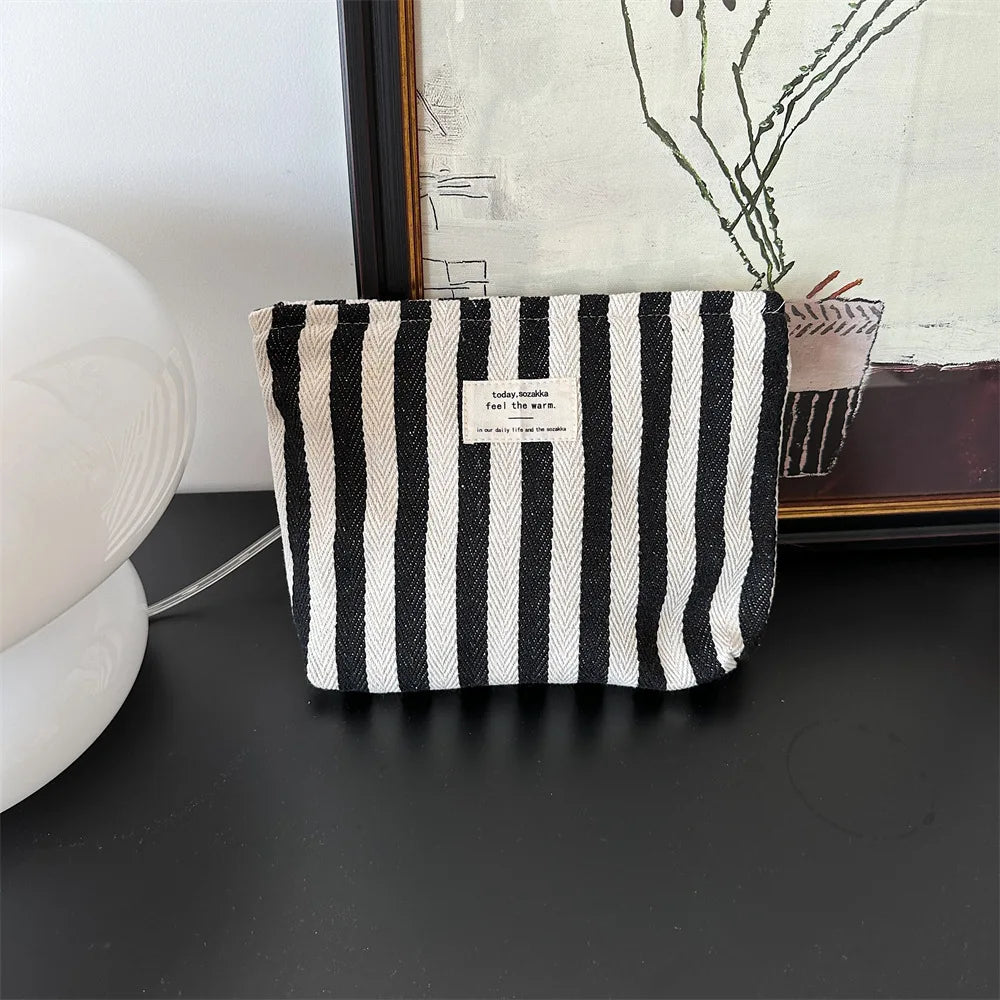 Trousse de toilette rayée - Pochette maquillage portable