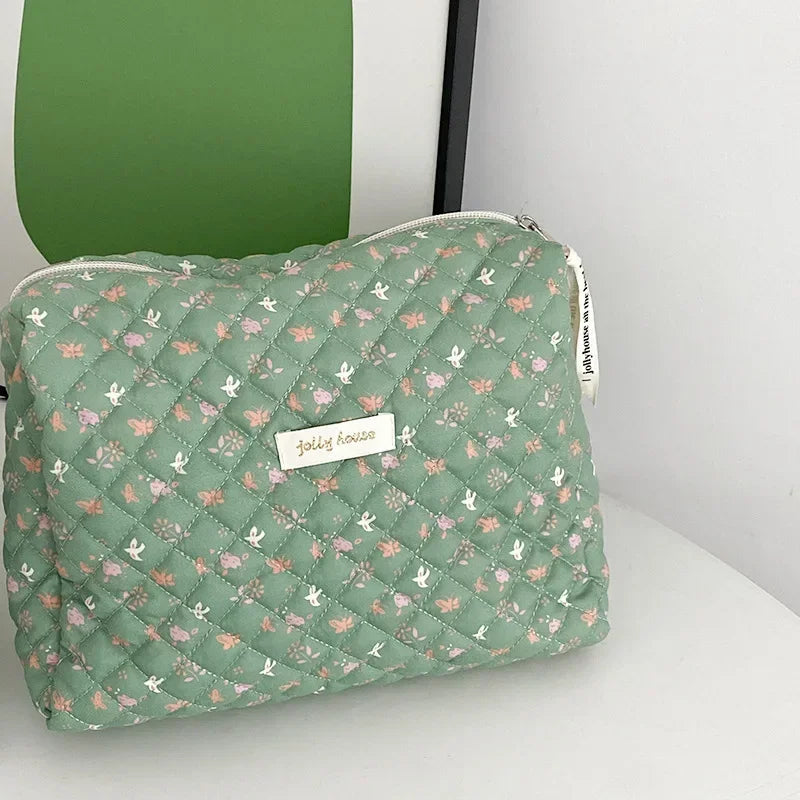 Trousse de Toilette Zippée en Coton – Grande Capacité