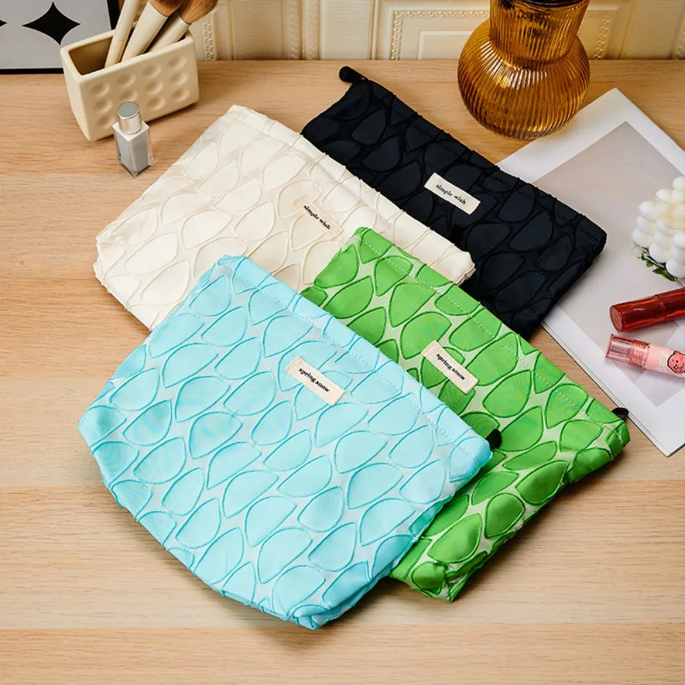 Trousse de Toilette Femme Motif Feuilles – Pochette Maquillage Portable Zip