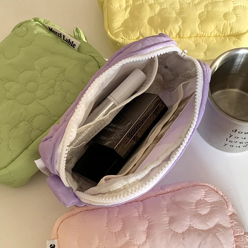 Trousse de Toilette Fleurs en Coton – Grande Capacité