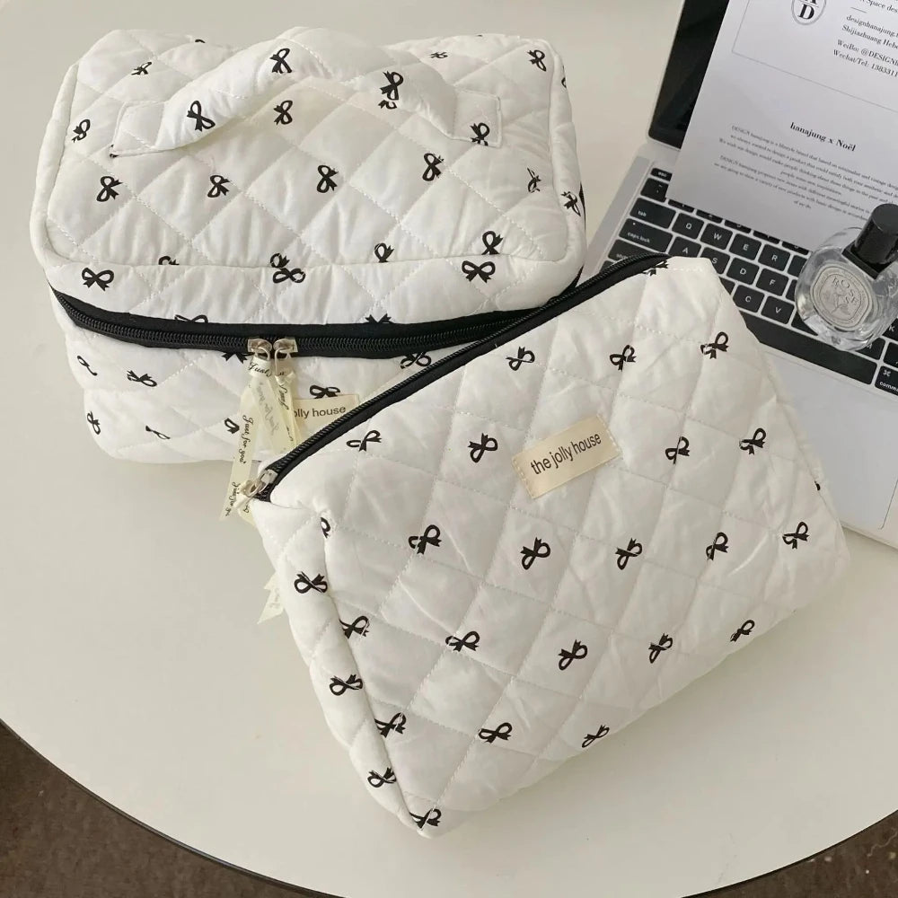 Trousse de Toilette Imprimé Nœud – Maquillage Zip