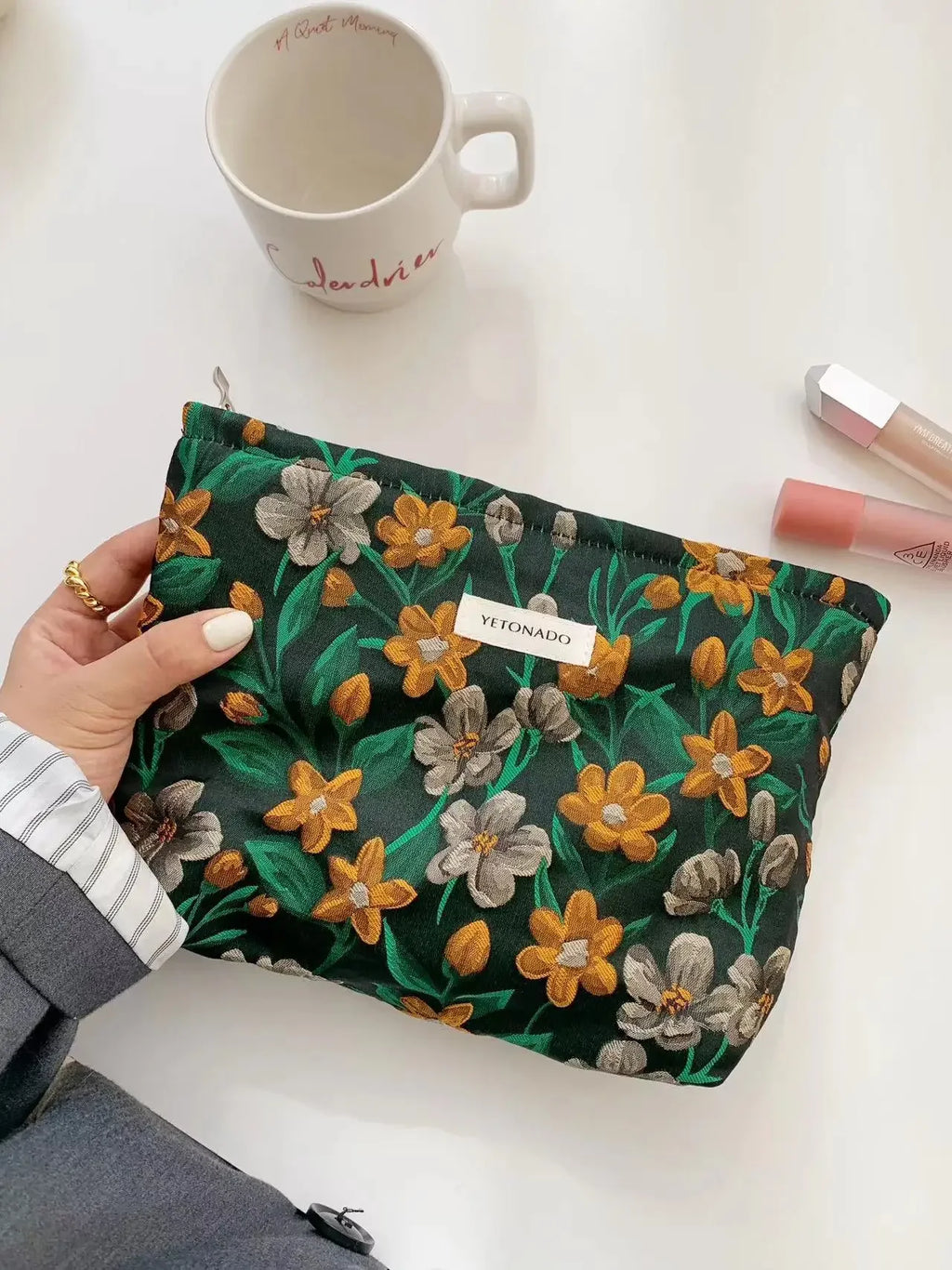 Trousse de Toilette Floral Rétro – Grande Capacité