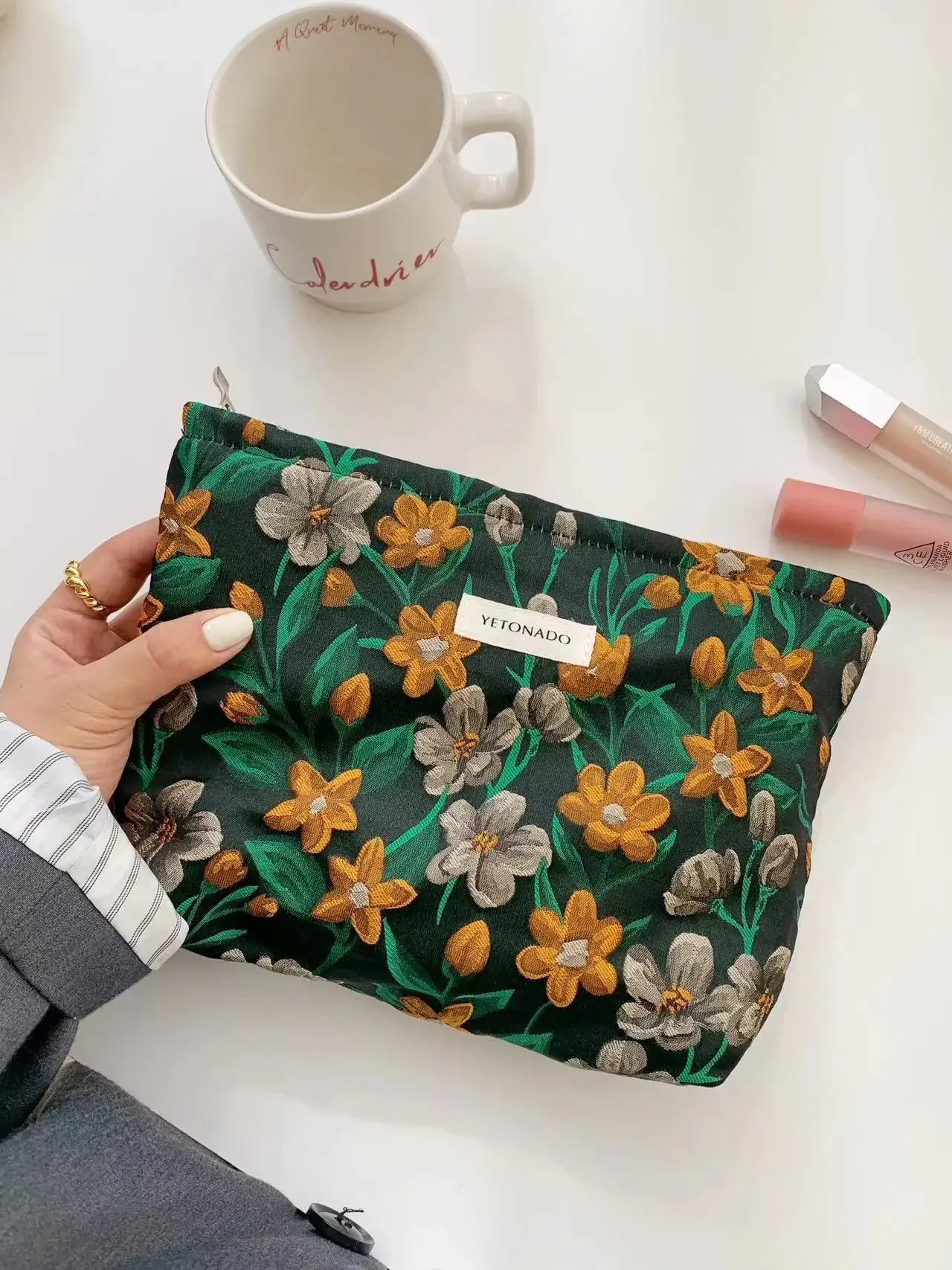 Trousse de Toilette Floral Rétro – Grande Capacité