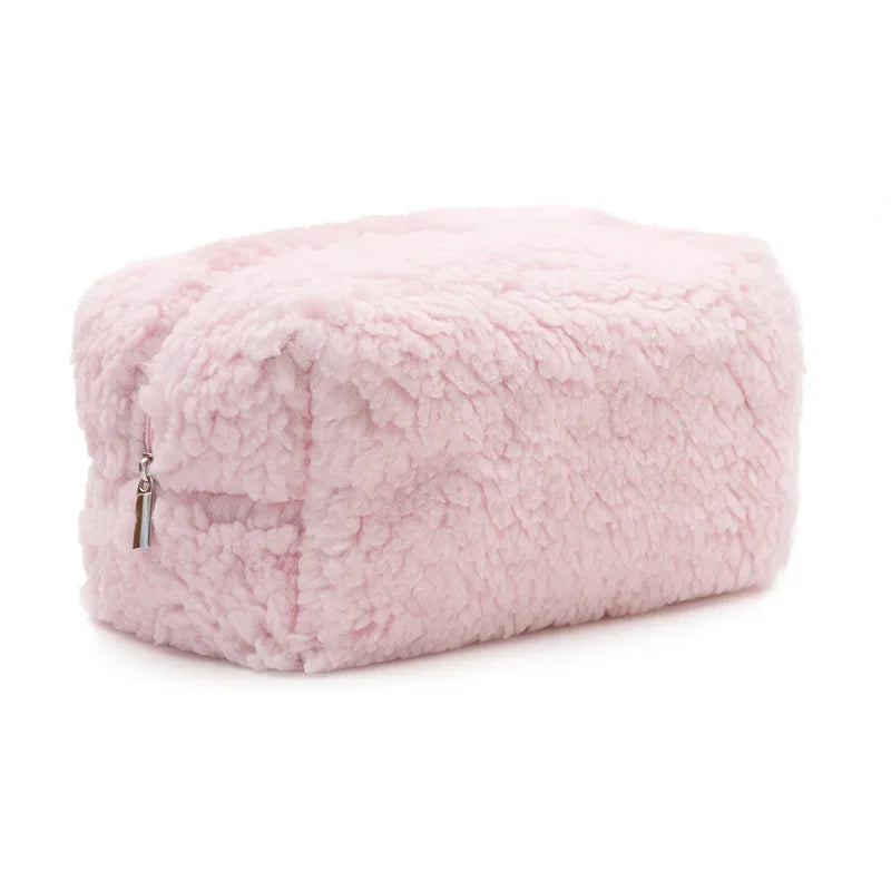 Trousse de toilette en fourrure d'agneau – Maquillage voyage