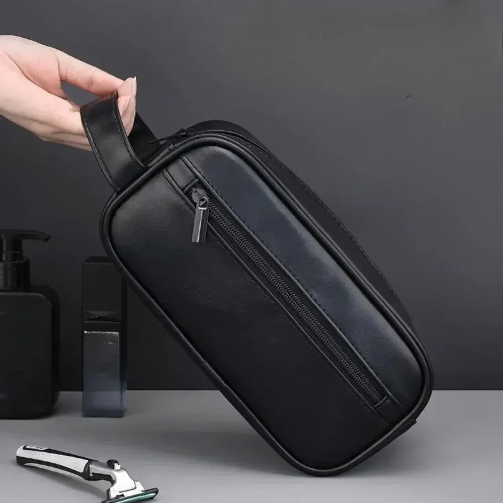 Trousse de Toilette Homme en Cuir – Sac de Voyage Portable, Grande Capacité