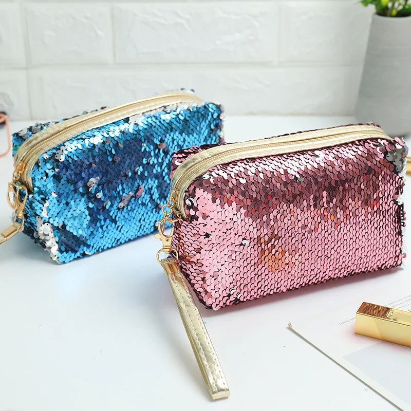 Trousse de Toilette Sequins Femme – Pochette Maquillage Personnalisée Coréenne, Organisateur de Voyage