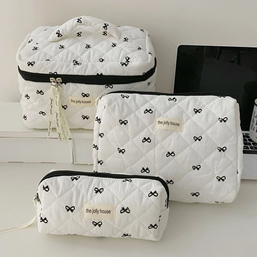Trousse de Toilette Imprimé Nœud – Maquillage Femme Zip