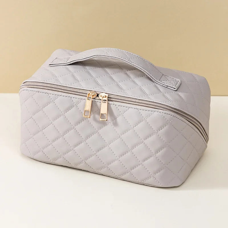 Trousse de Toilette PU Unie – Grande Capacité