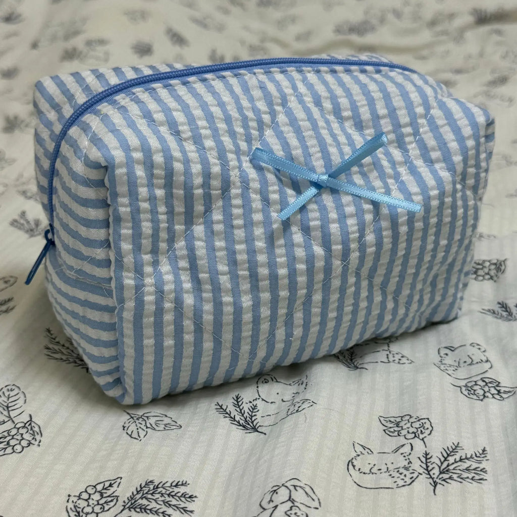 Trousse de Toilette Rayée – Grande Capacité – Sac Maquillage Portable