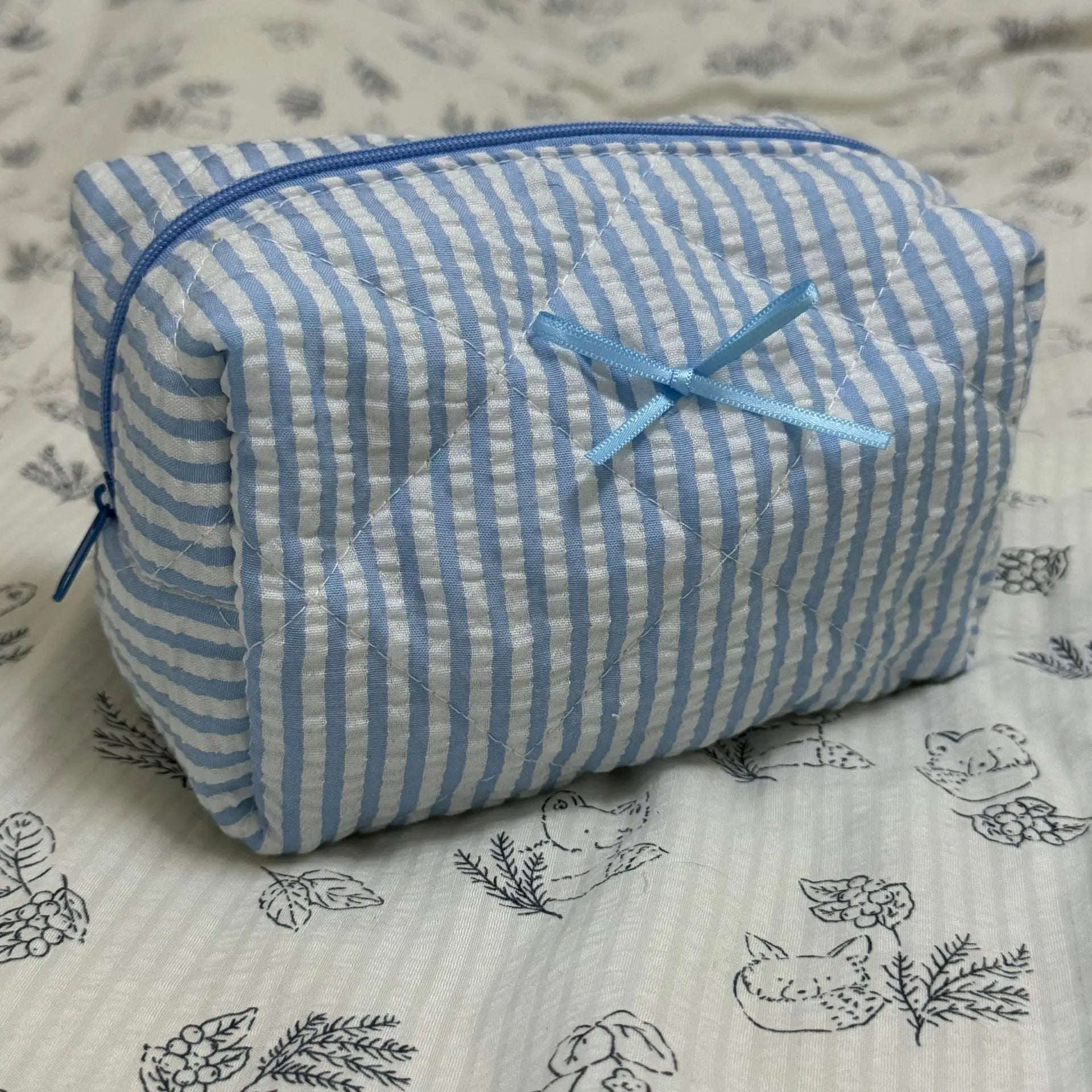 Trousse de Toilette Rayée – Grande Capacité – Sac Maquillage Portable