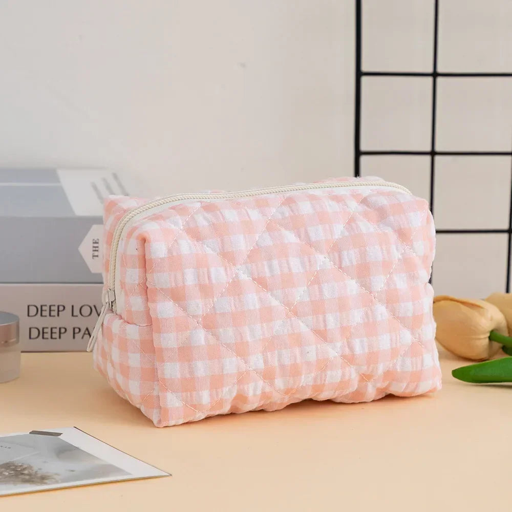 Trousse de Toilette Plaid Voyage – Pochette Maquillage Zippée
