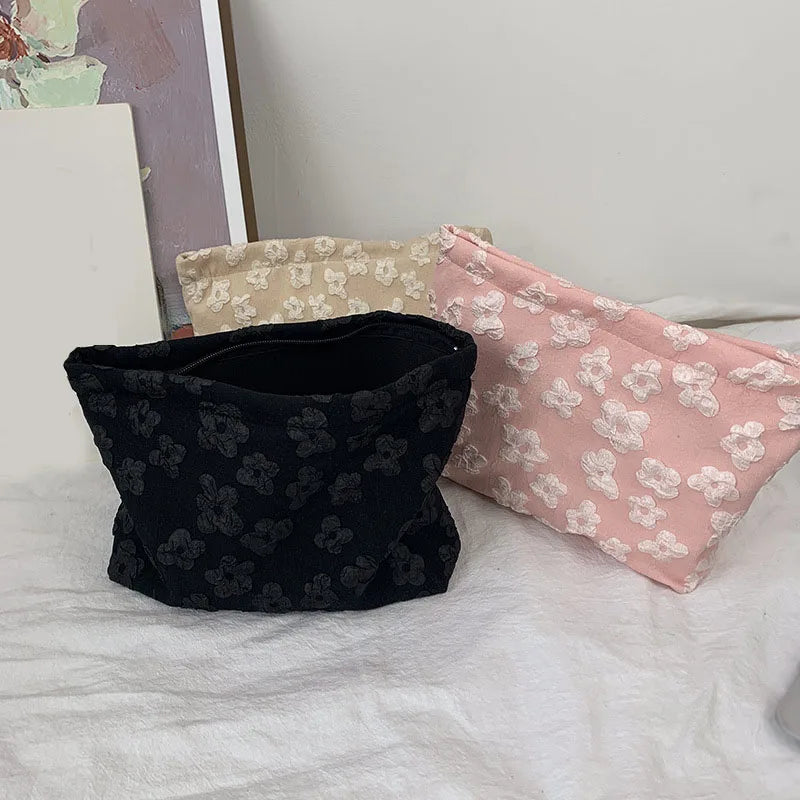 Trousse de toilette rose à fleurs - Petite pochette voyage