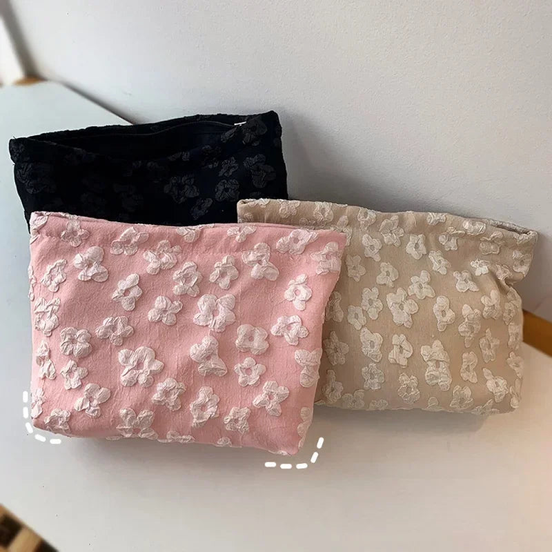 Trousse de Toilette Rose à Fleurs - Petite Pochette Voyage Femme Maquillage