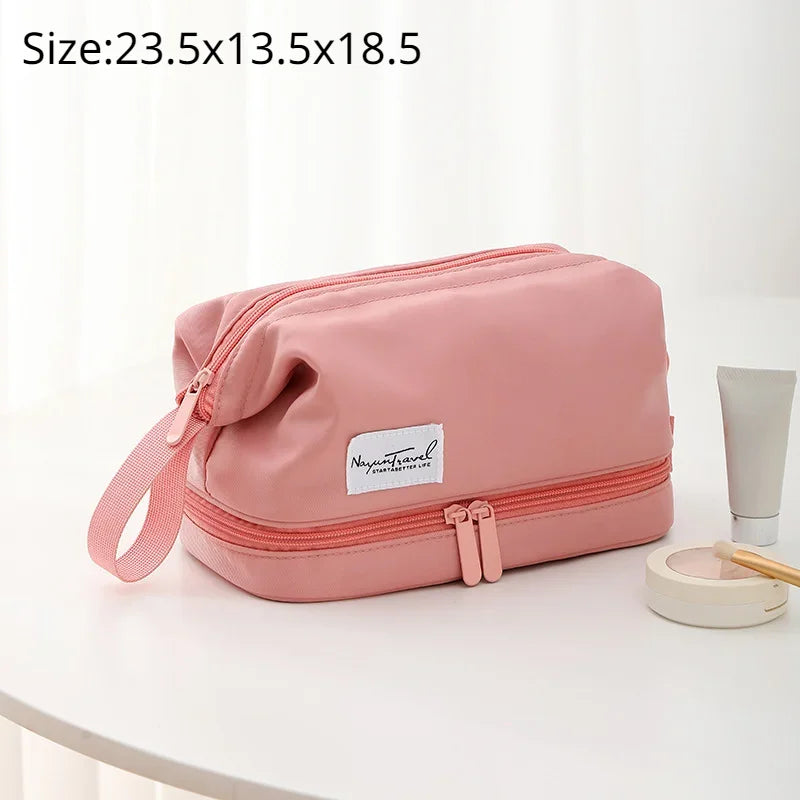 Trousse de toilette grande capacité – double compartiments et organisateur maquillage