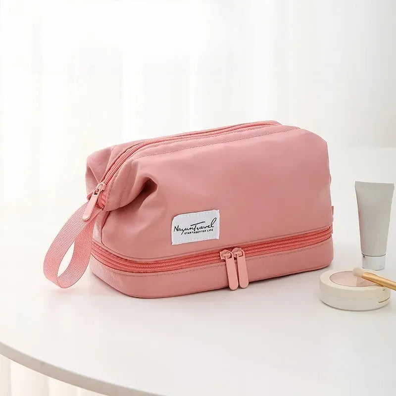 Trousse de toilette grande capacité – double compartiments et organisateur maquillage