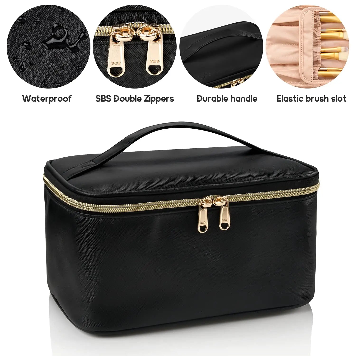 Trousse de Toilette Portable – Maquillage Grande Capacité Noir
