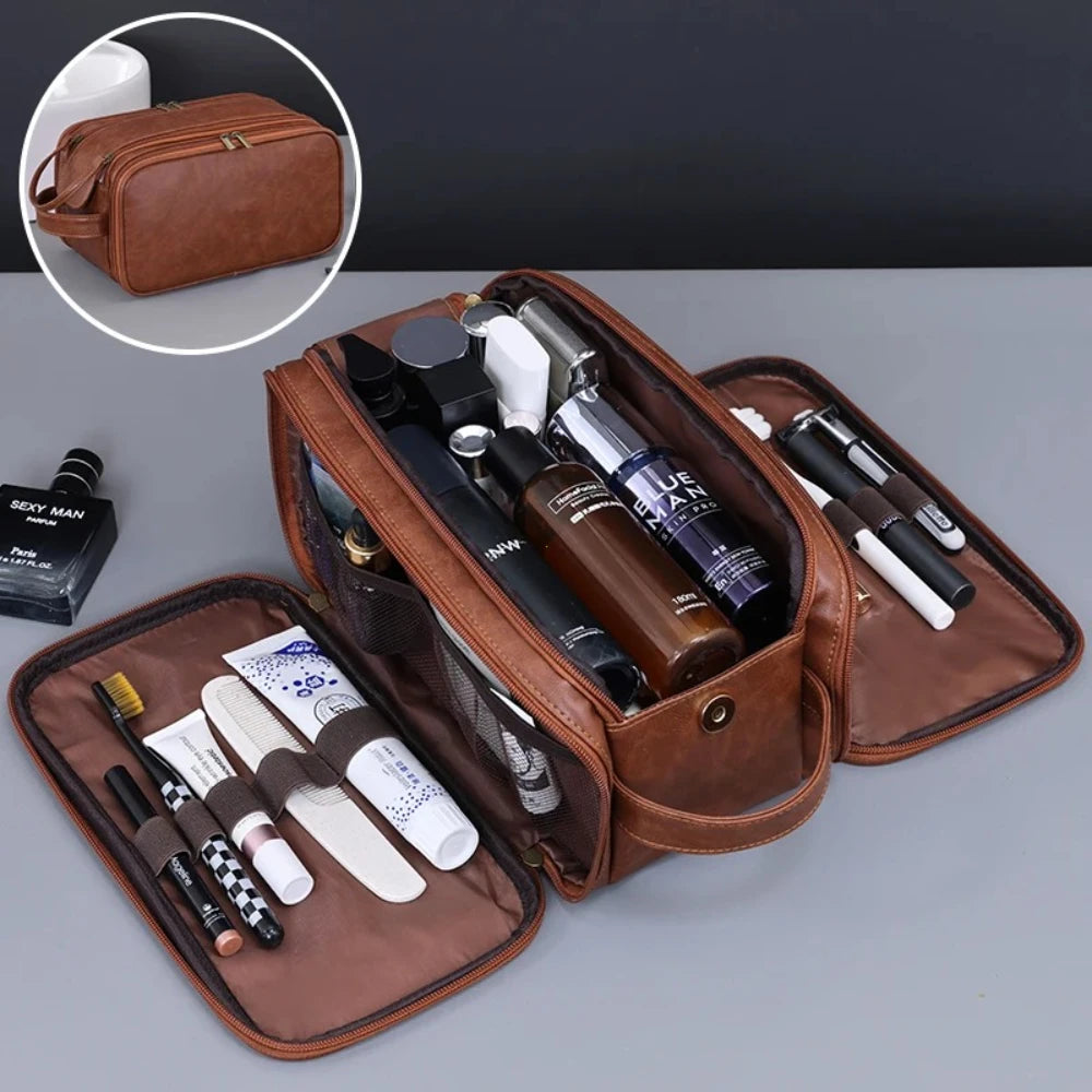 Trousse de Toilette PU à Poches Multiples – Étanche, Suspendable, Voyage & Maquillage