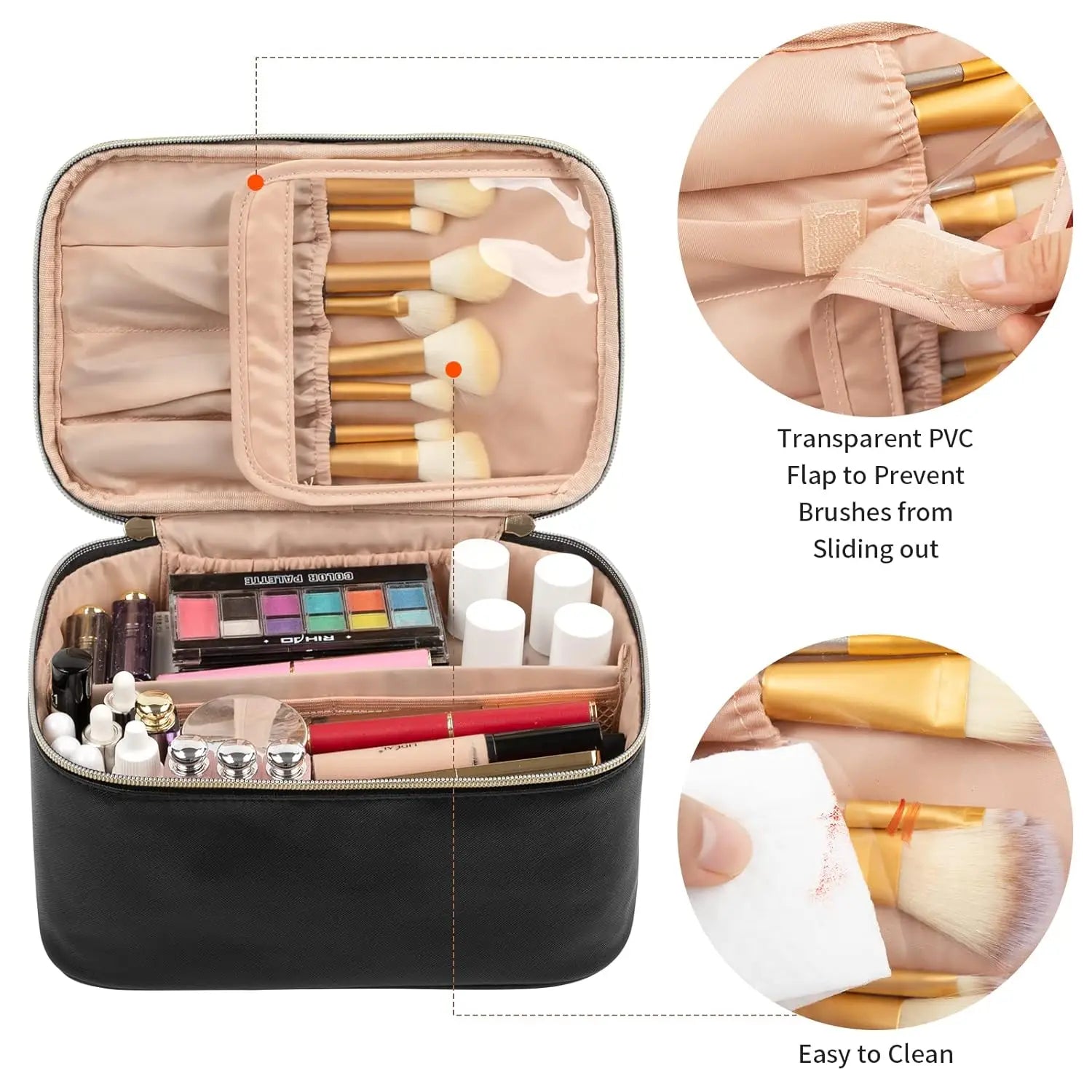 Trousse de Toilette Portable – Maquillage Grande Capacité Noir