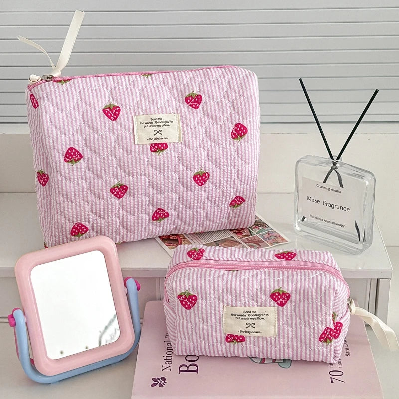 Trousse Toilette Rose Fraise - Organisateur Voyage Maquillage