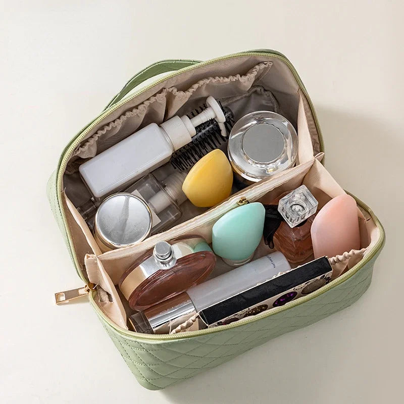 Trousse de Toilette PU Unie – Grande Capacité