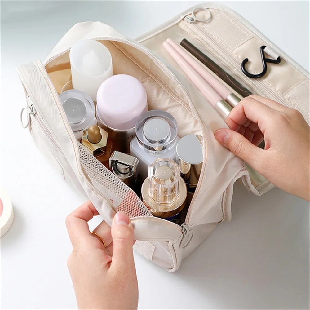Trousse de toilette de voyage étanche avec crochet pour maquillage