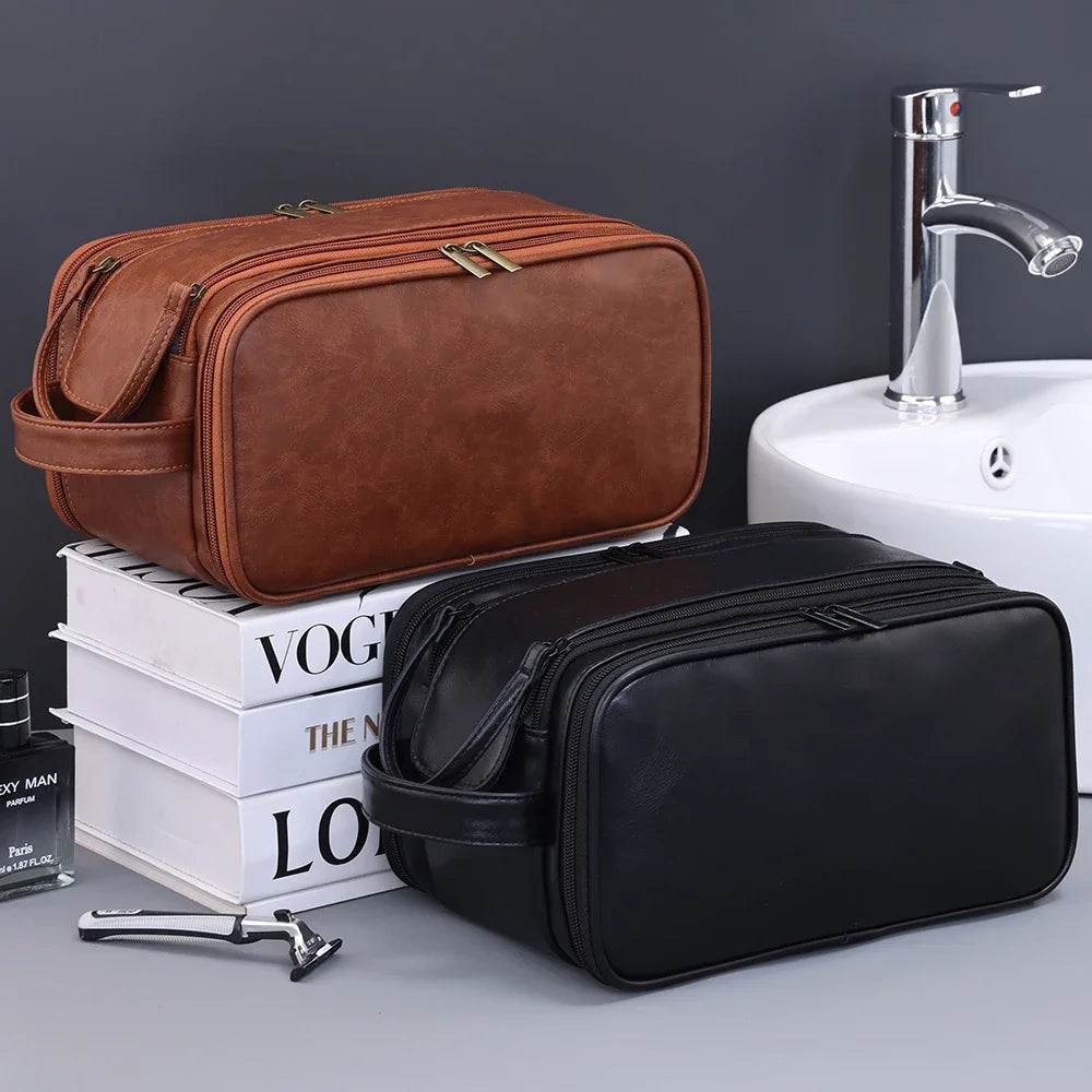 Trousse de Toilette PU à Poches Multiples – Étanche & Suspendable