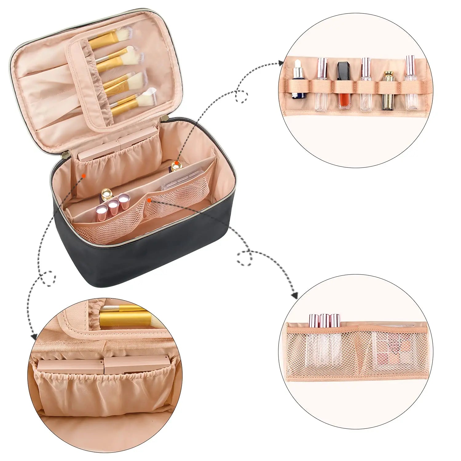 Trousse de Toilette Portable – Maquillage Grande Capacité Noir