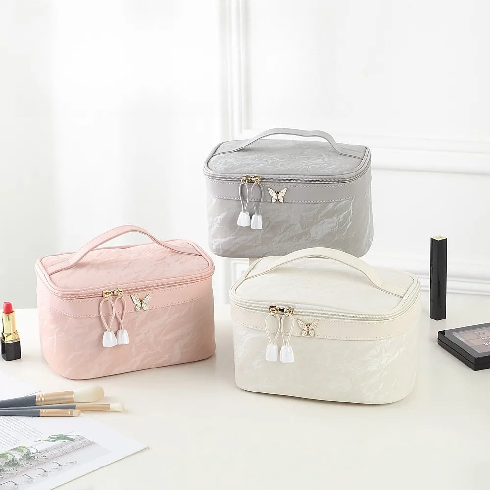 Trousse de Toilette Luxe PU Cuir Femme – Sac Maquillage Portable, Grande Capacité